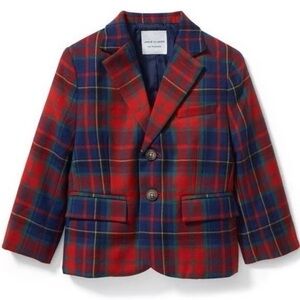 Janie and Jack Plaid Kids Blazer - Red and Blue